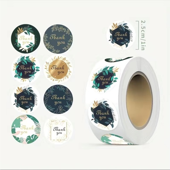 500 Leaves Thank You Stickers 1 inch Round - Picture 2 of 4